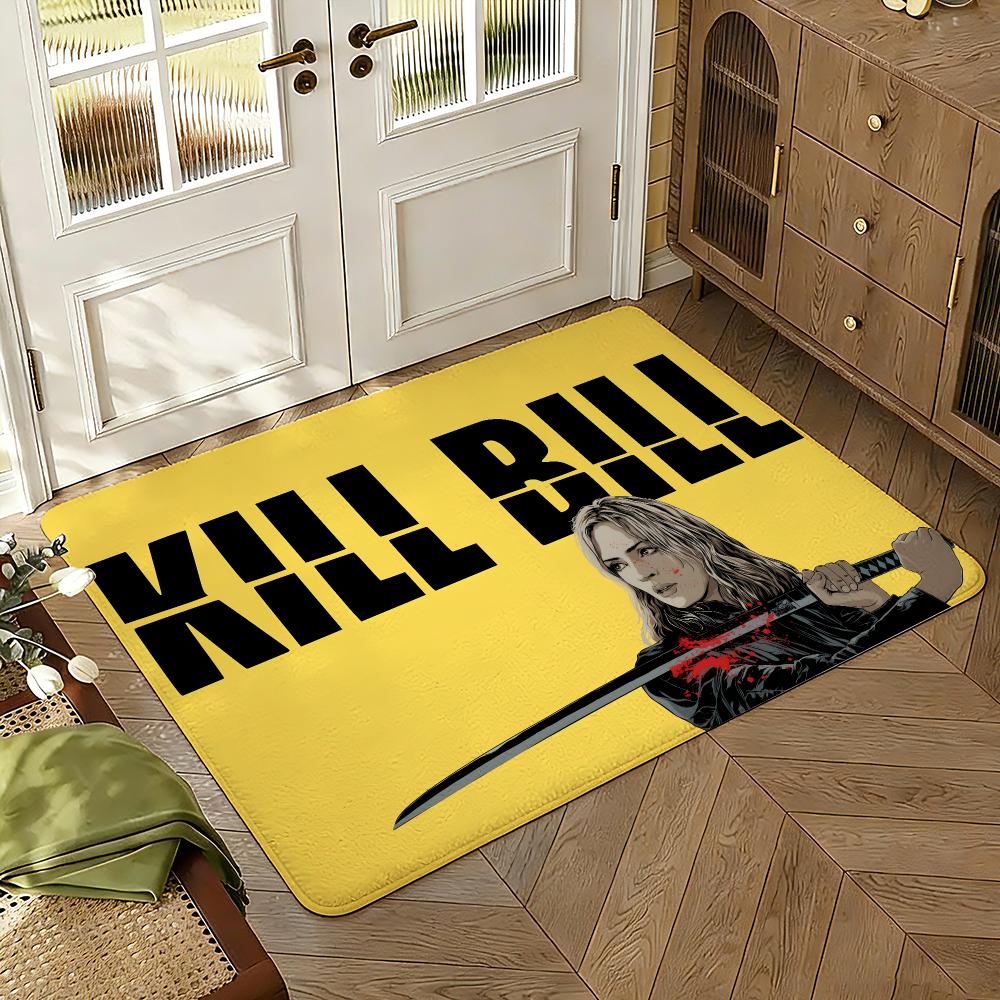 Classic Movie K-Kill Bill Floor Mat Soft Thickened Absorbent Non-Slip Bedroom Living Room Door Mat Home Decor Flannel Rugs