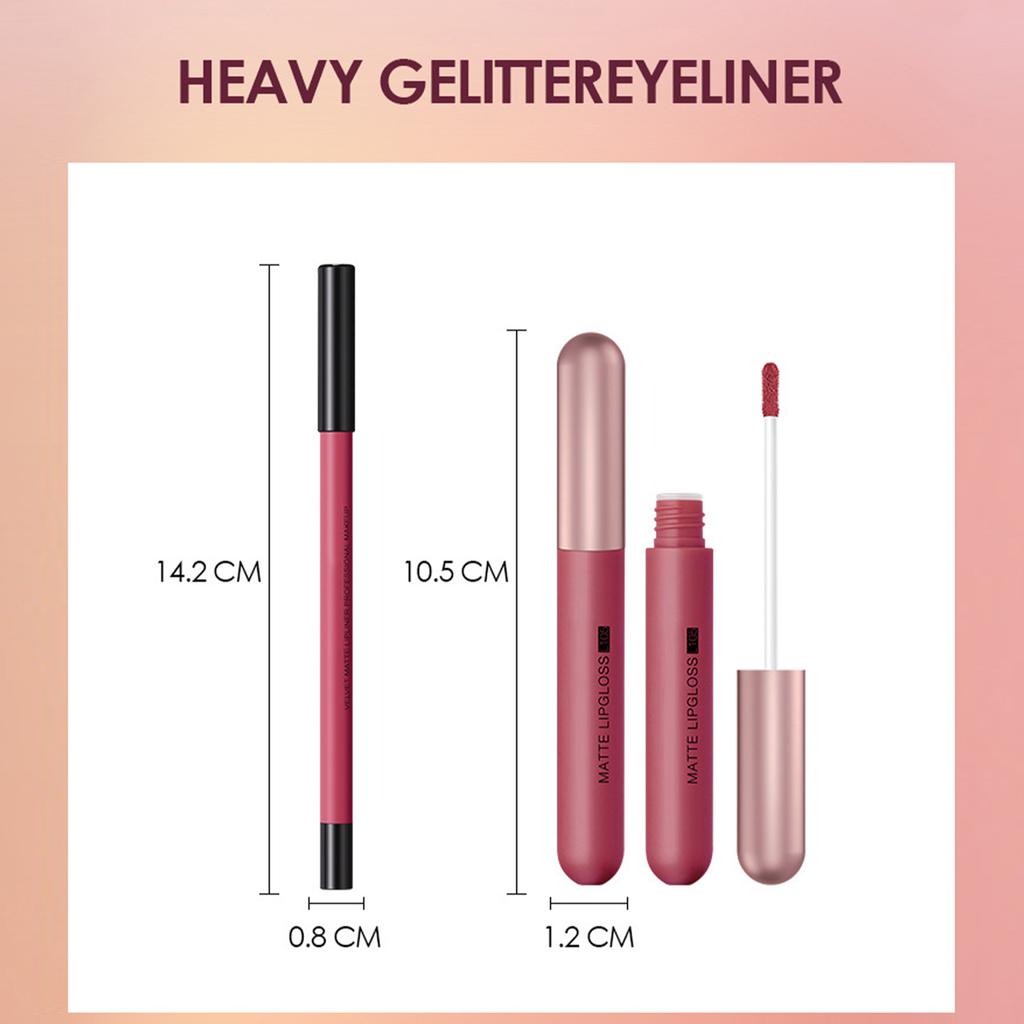 Matte Lip Gloss Lip Liner Combo 12pcs Set