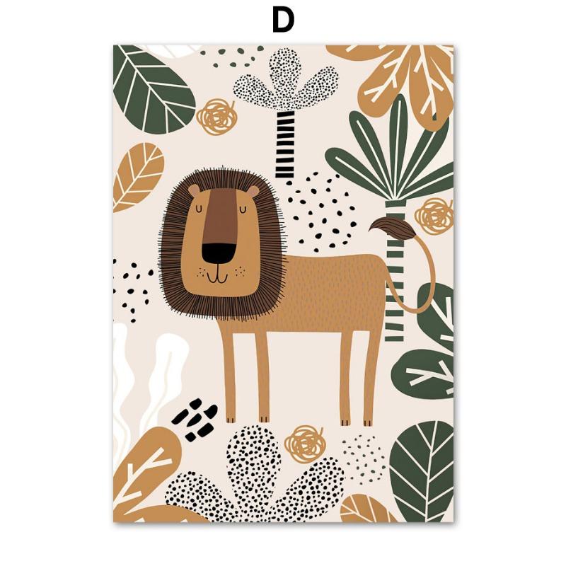 Lion Elephant Giraffe Tiger Dino Rainbow Nursery Wall Art Canvas Painting Nordic Posters And Prints Picture Baby Kids Room Decor