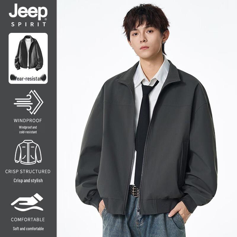JEEP SPIRIT Men s Stand-Collar Outdoor Windproof Jacket 4XL