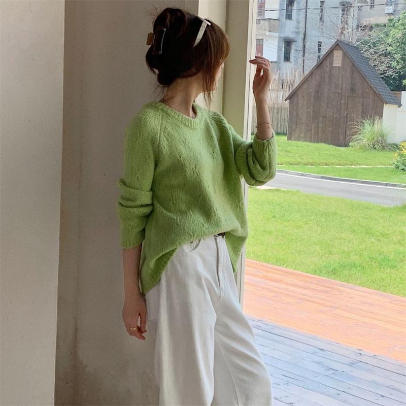 Autumn and Winter New Design Round Neck Linked Pullover Sweater Women Wear Gentle Lazy Wind Knitted Sweater Top