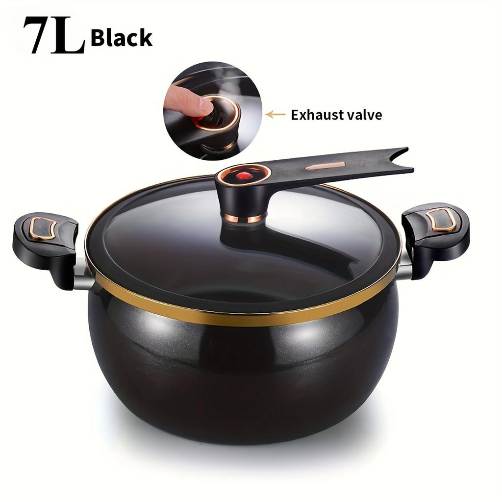 1pc Enamel Soup Pot Cooker Large Capacity Multifunctional Household Cookware Pressure Simmer Non-Stick Dual Handles Easy Cooking