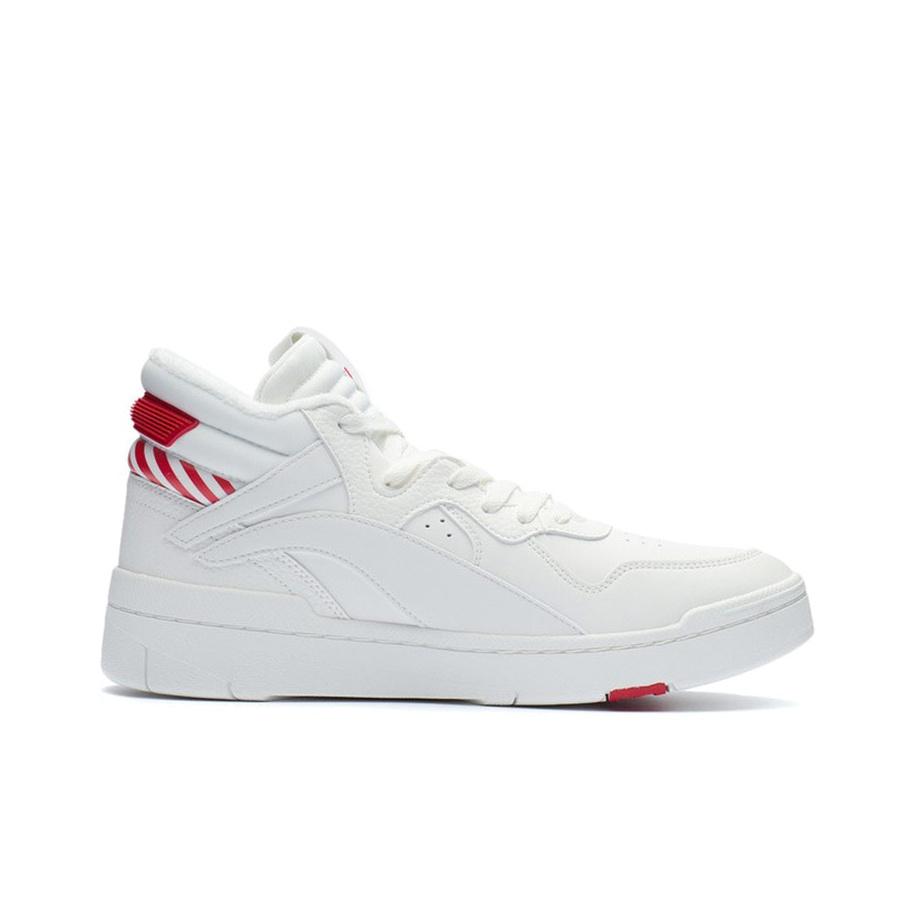 Li Ning Superwave Mid Fleece Durable Breathable High-Top Sneakers Men Sneakers White Red AGCR233-6
