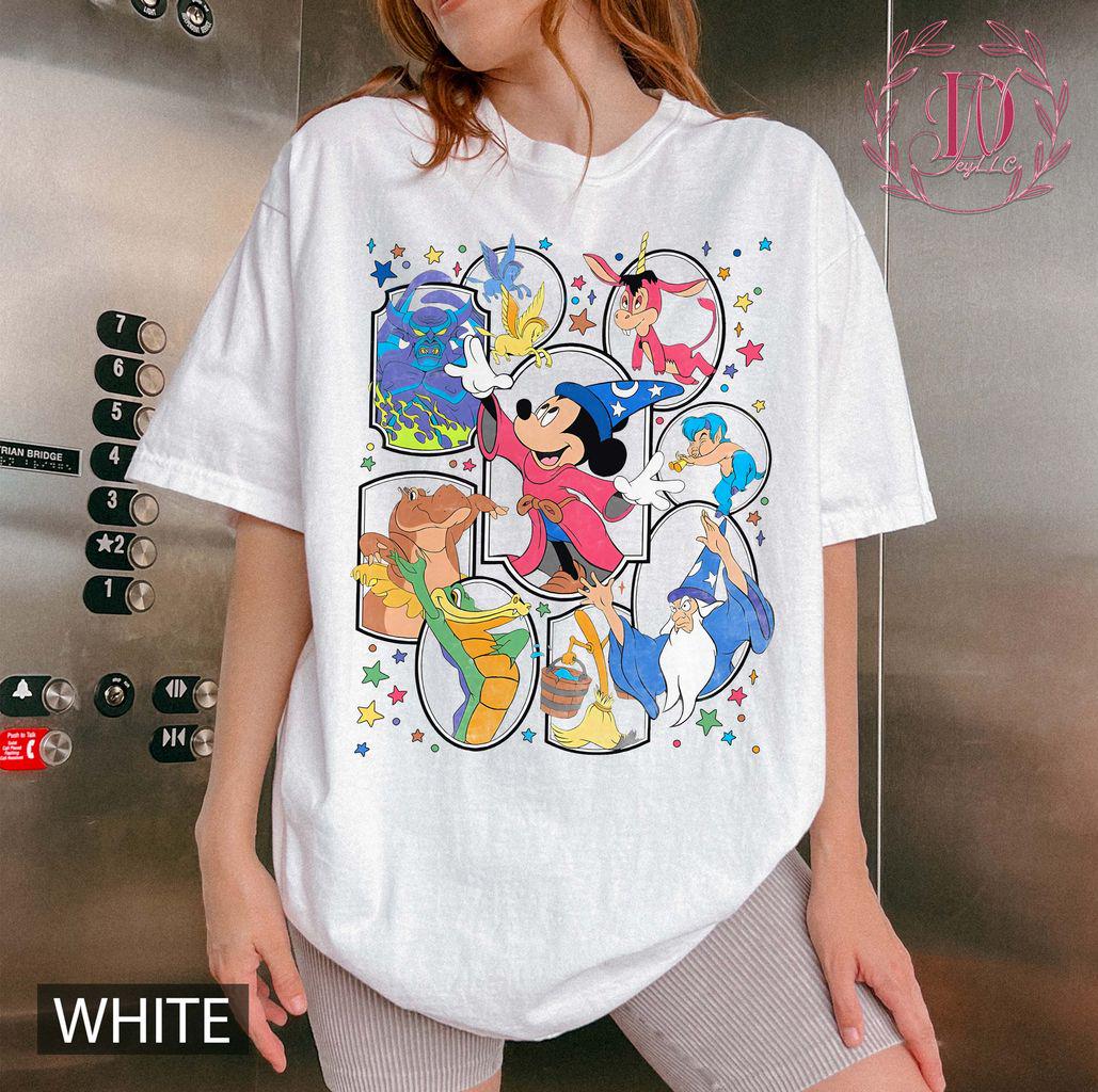 Fantasia Mickey Sorcerer Comfort Colors Shirts Magical Characters Shirt for Women and Kids World Shirt S