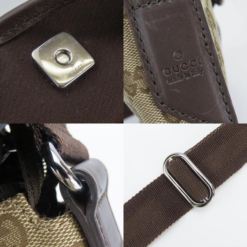 Used GUCCI Shoulder Bag 145857 GG canvas/leather beige Dark brown