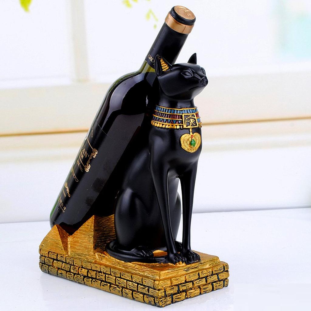 Anberotta Egyptian Cat God Wine Holder, Wine Rack, Wine/Champagne Bottle Stand, Interior Display, N-W18