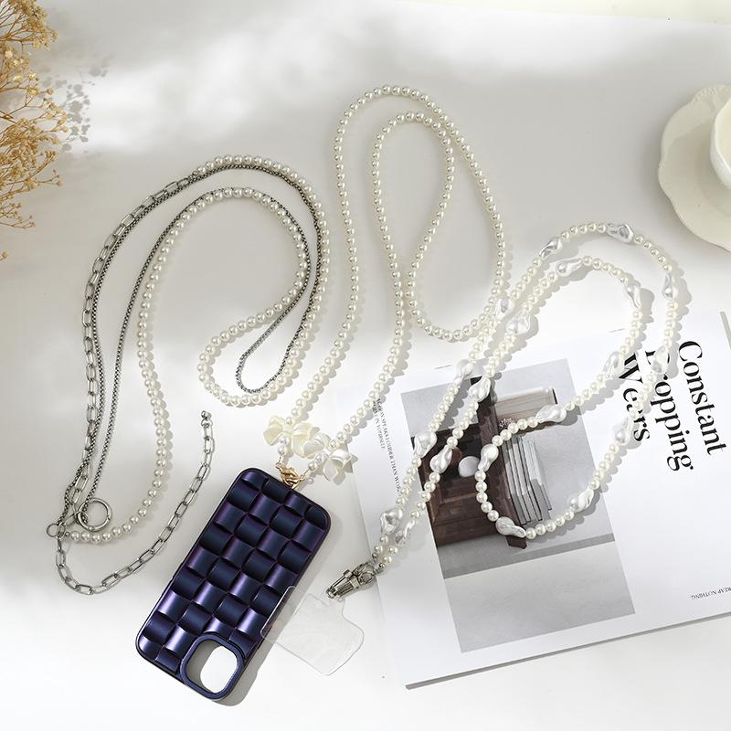 Korean Pearl Chain Stylish Accessories Phone Lanyard Beaded Charm Crossbody Bag Chain