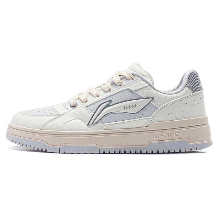 New LiNing Tianji 2.0 Slip Resistant Breathable Low Top Skateboard Shoes Women's White Gray AGCT292-2