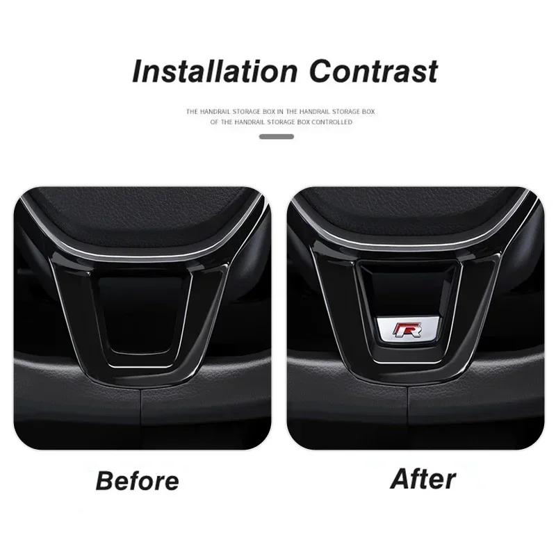 New Senior R Rline Logo Car Steering Wheel Trim ABS Plating Stickers Accessories For Volkswagen GTI Polo Golf Scirocco Jett