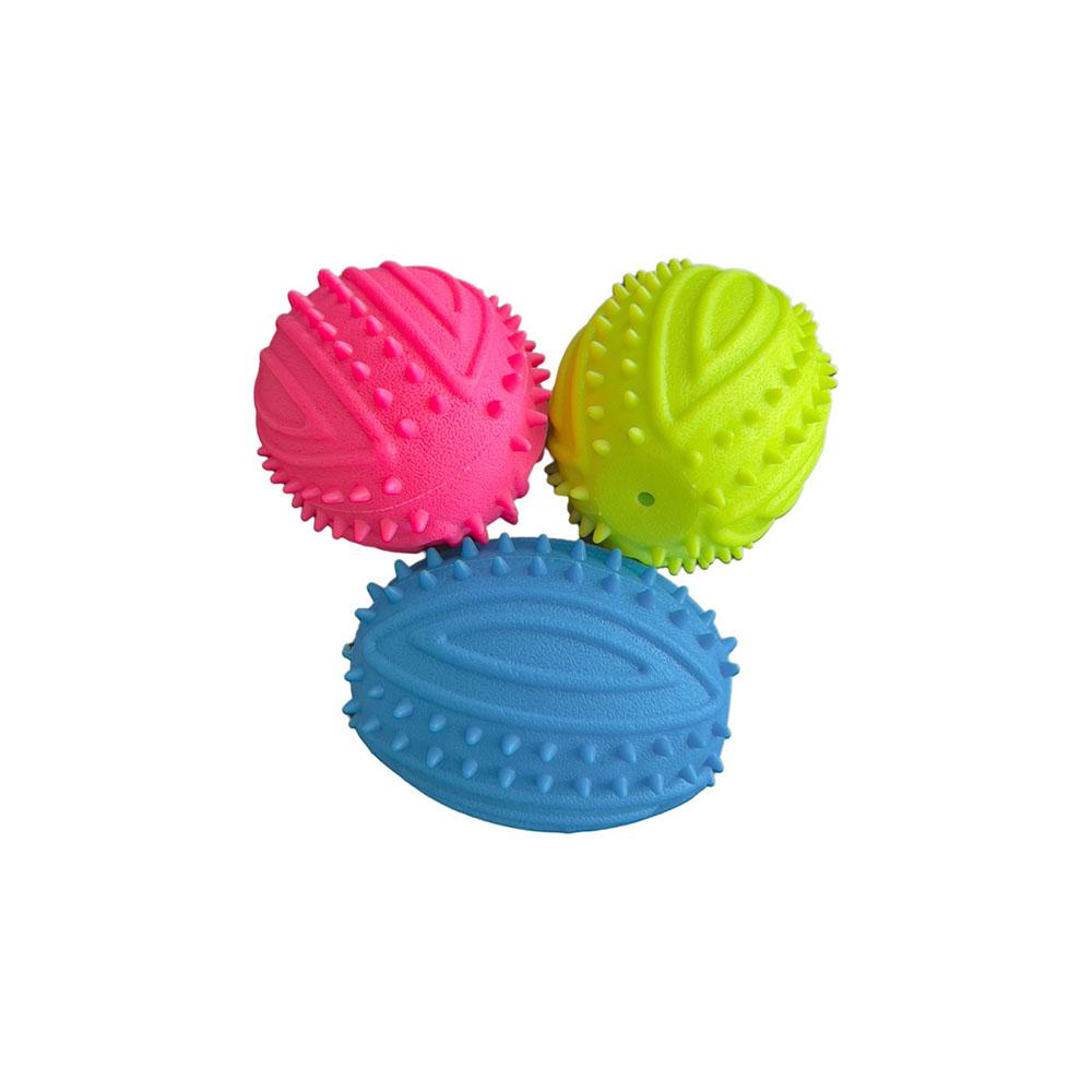 Pet Chew Toy: Rugby Grenade Shape with Squeaker, Teeth Cleaning Interactive Toy for Dogs Cats Dental Care