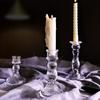 Glass Candle Wick Holder Clear Pillar Table Design Candlestick for Dining Decor