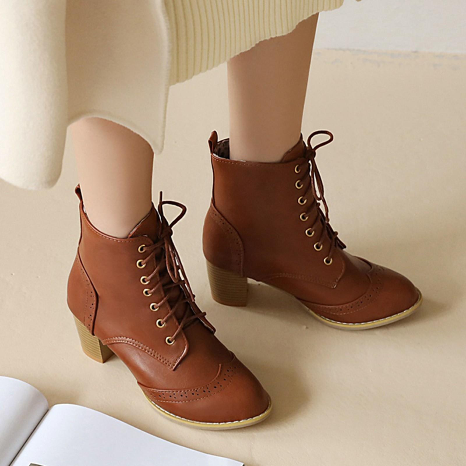 2026 New Winter Women Pumps Boots High Quality Lace-Up European Ladies Shoes Vintage Luxury Embroidery Real Leather Thick High 37 жёлтый 3400₽