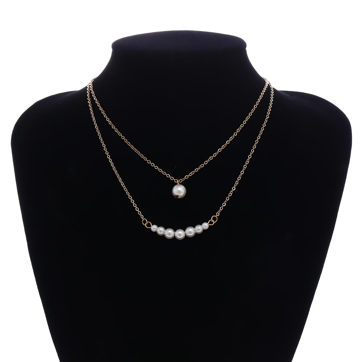 Layered Short Imitation Pearl Choker Necklace for Women White Beads Necklaces Wedding Jewelry on Neck Lady Pearl Choker Collar