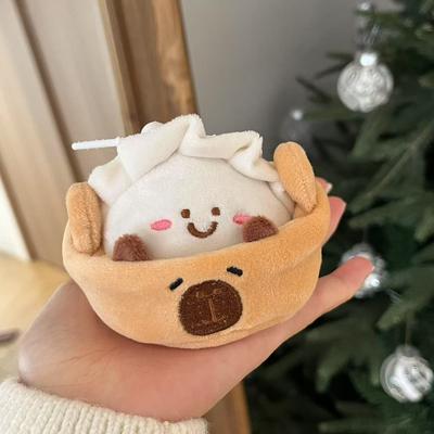 Cute Capibala Dumpling Plush Keychains Capybara Stuffted Pendant Kawaii Plush Gifts for Friends  Bean Eye Doll Pendant Bag Decor