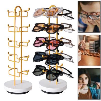 360 Degrees Rotating Sunglasses Organizer 5 Layer Metal Glasses Storage Rack