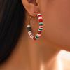 Salircon 10 Styles Romantic Cute Colorful Soft Pottery Hoop Earring Women Fashion Christmas Tree Snowman Series Ear Jewelry Gift