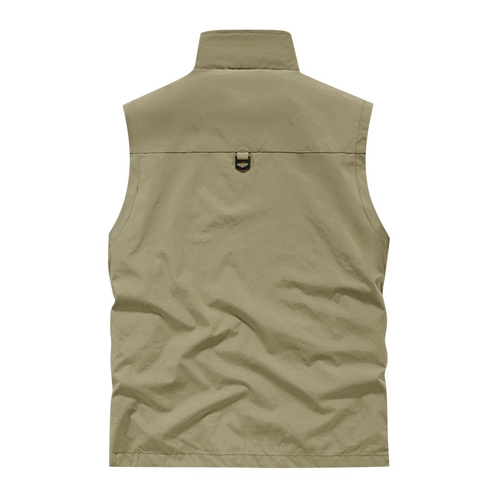 Men's Solid Color Outdoor Multi Pocket Vest Loose Vest Workwear Casual Jacket Vest