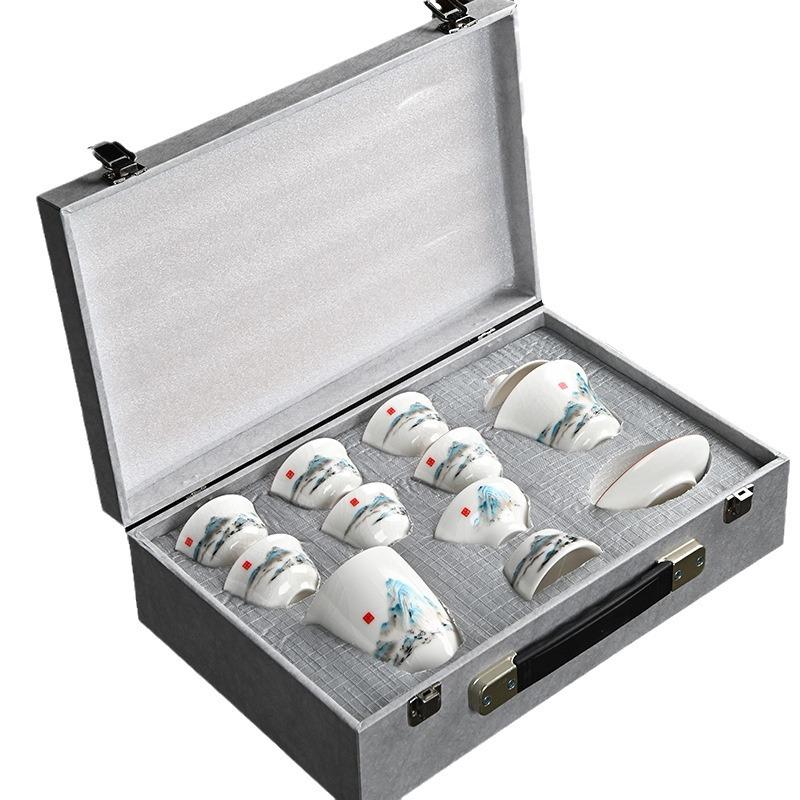 Ru Kiln Tea Set Guochaofeng Business Gift Household Cover Bowl Office Guest Teapot Teacup New Chinese Style