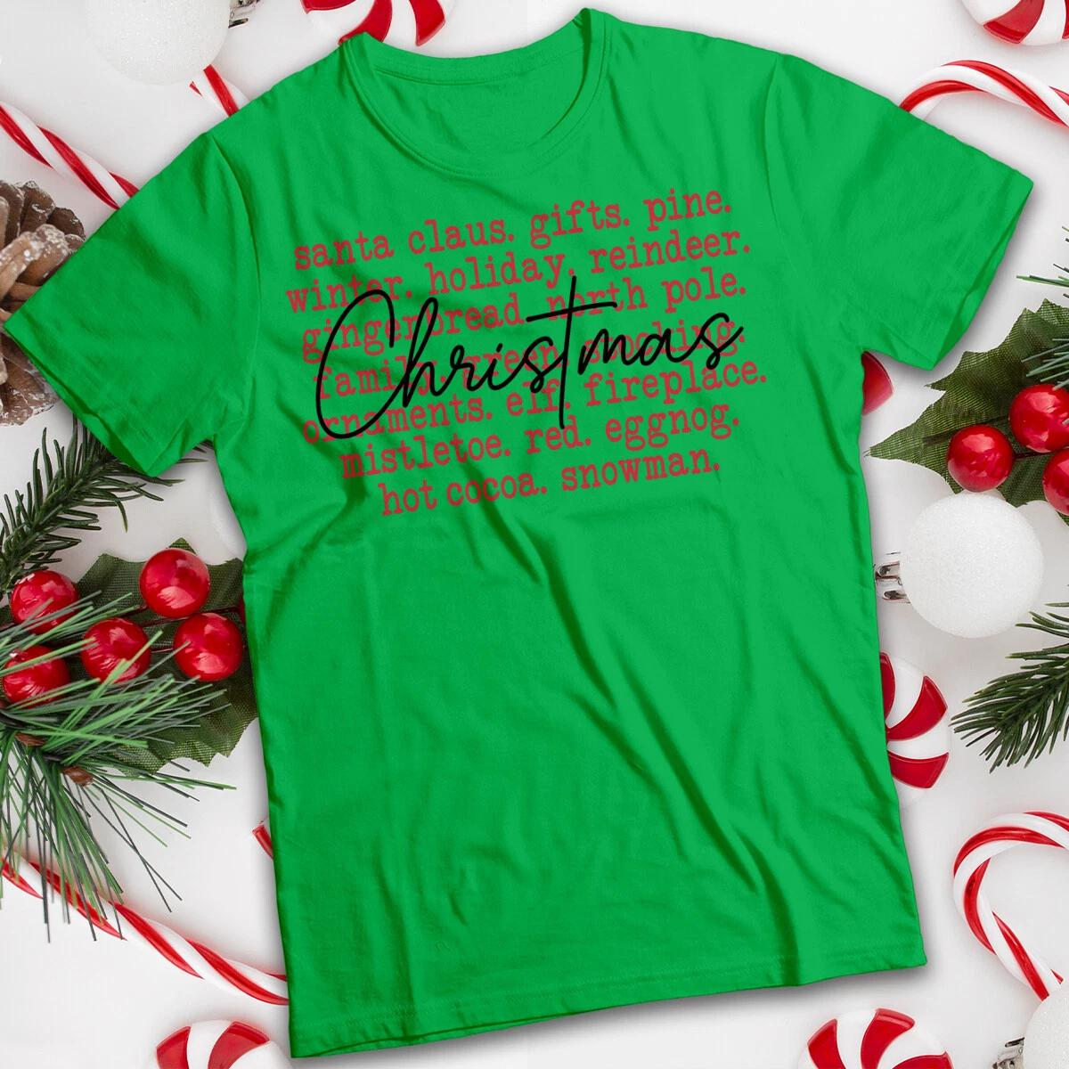 Mens and Womens Christmas Words Typography T-Shirt Tee #MC S