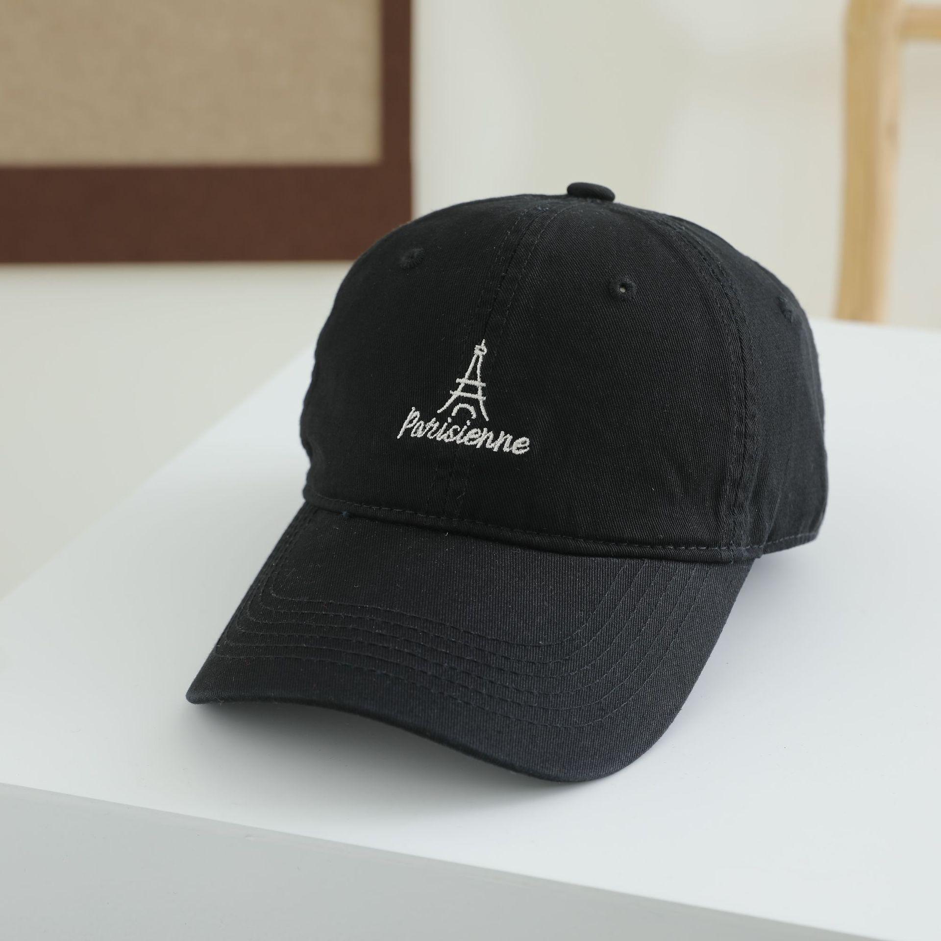 

Новая вышитая бейсболка женская универсальная маленькая мягкая кепка с широкими полями большая окружность головы шляпа M（56-58cm） чёрный