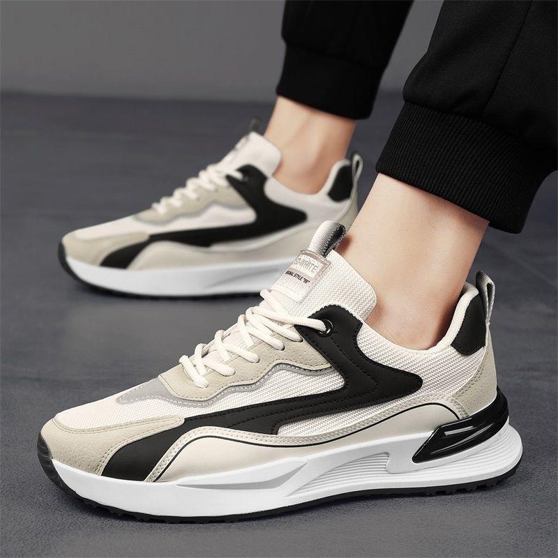 Sports Shoes Men's Foreign Trade Spring and Summer Thick-soled Simple Casual Shoes Teenagers Lace-up Mesh Breathable Men's Shoes