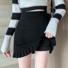 Korean A-Line Wool Blend Pleated Skirt - Women's High-Waisted Slimming Short Skirt for Autumn/Winter