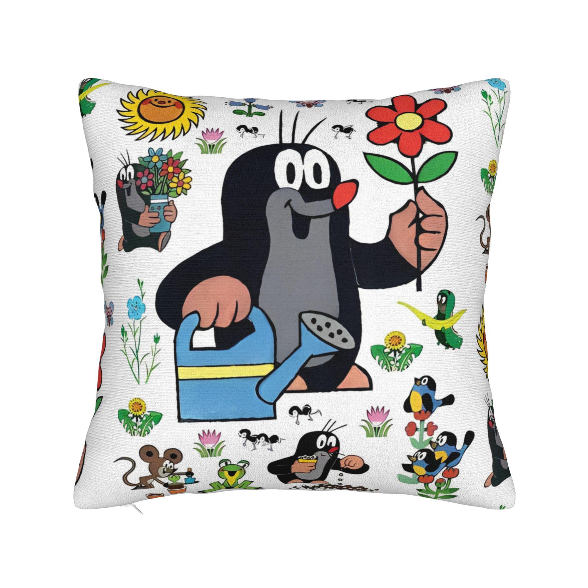 

The Little Mole Krtek Pillowcase Soft Polyester Cushion Cover Decor Cartoon Floral Pillow Case Cover Home Square 30cm x 30cm