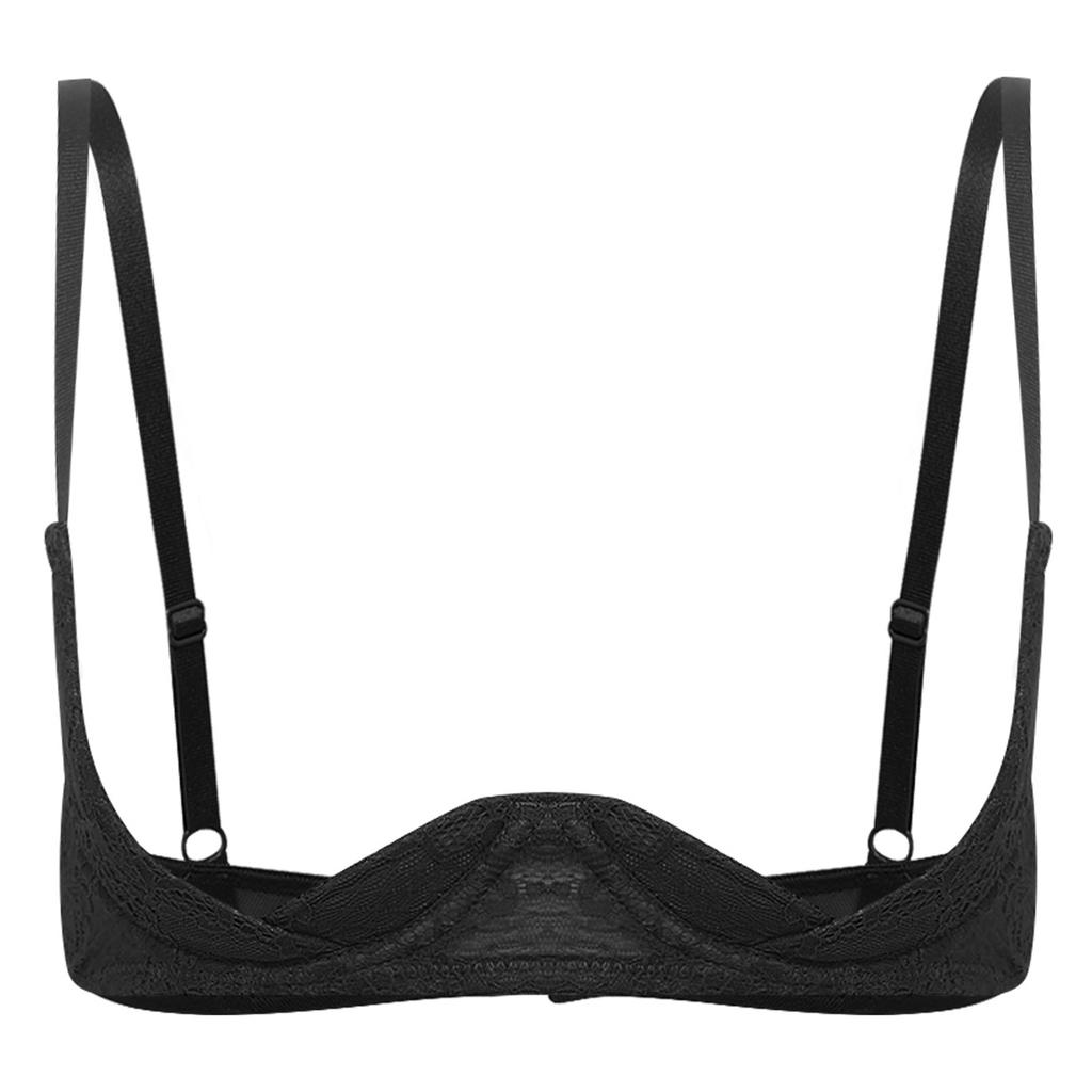 Sujetador de Encaje para Mujer 1/4 Taza Balconet Bralette Con Aros Diseño Push Up Top de Lencería Floral