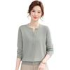 Light mother spring and autumn new collar long-sleeved color matching loose fashion casual bottoming shirt women's knitted sweater top