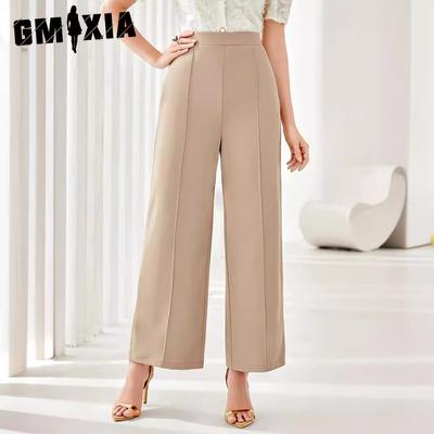 Style Commuter Elegante Freizeithose mit hoher Taille und weitem Bein und geradem Bein