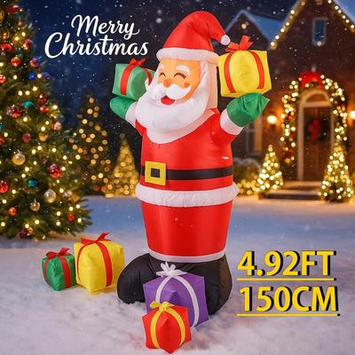 4.92FT Yard Party Decoration Inflatable Gift Box Santa Toy LED Light Xmas Home Decor Ornaments Supplies Christmas Holiday Gift