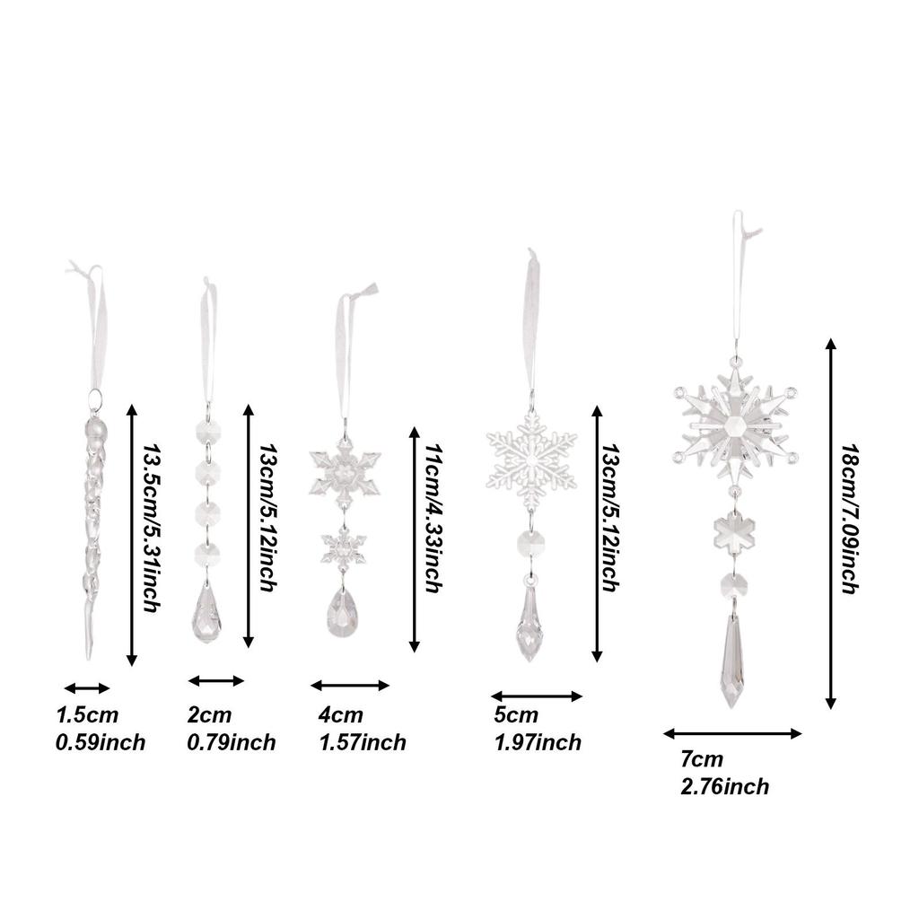 Polyacrylate Snowflakes Icicles Ornaments DIY Drop Pendants for Christmas Tree Charm Seasonal Home Decoration
