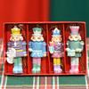 Pack of 4 Candy Color Nutcrackers King and Soldier Statue Christmas Decorative Hanging Resins Nutcrackers Toy Decors
