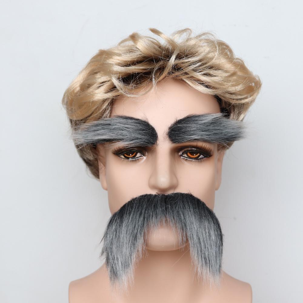 Self-Adhesive Fake Beard Set Hairy Facial Hair Props Novelty Eyebrow Mustache Set  Christmas Party