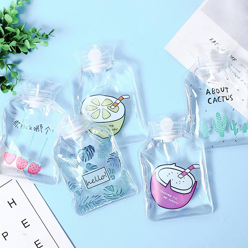 Portable Safe Hot Water Bag Cute Girl Heart Relaxing Transparent Warm Water Bottle Household Mini PVC Material Hand Warmer 1pc