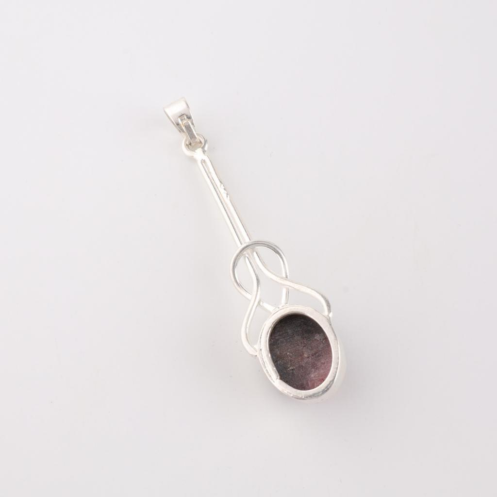Black Rhodonite Gemstone 925 Sterling Silver Jewelry Handcrafted Pendant 1.79" PP-60-38