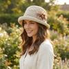 Rolled Brim Flower Fisherman Hat Solid Color Women Sun Cap Casual Sunscreen Bucket Cap  Summer