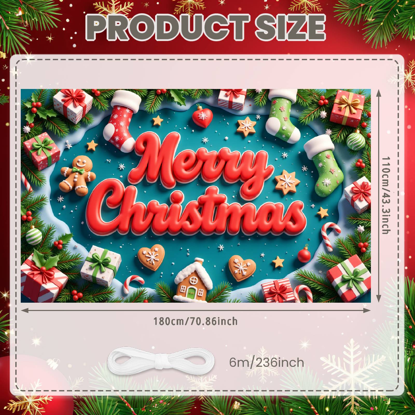 

Festive Banner Xmas Elements Holiday Banner Merry Christmas Banner Gingerbread Man For Festive Decoration Christmas Party Family