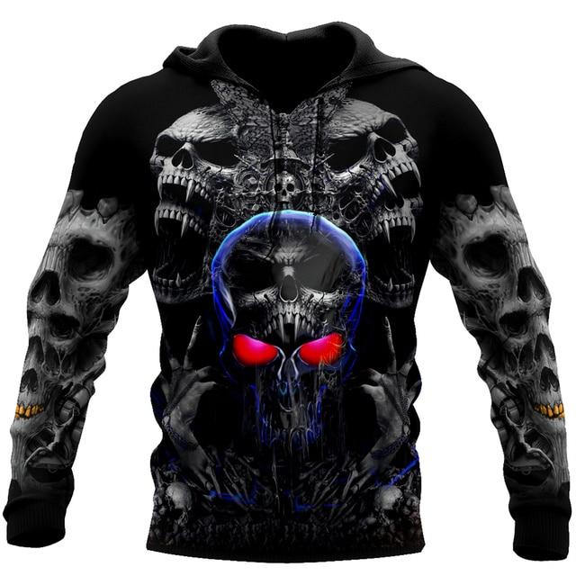 Men's Hoodies Sweatshirt 3D Print Horror Skull Streetwear Harajuku Pullover Hip Hop Jacket Men Women Tracksuit Oversized Hoodie