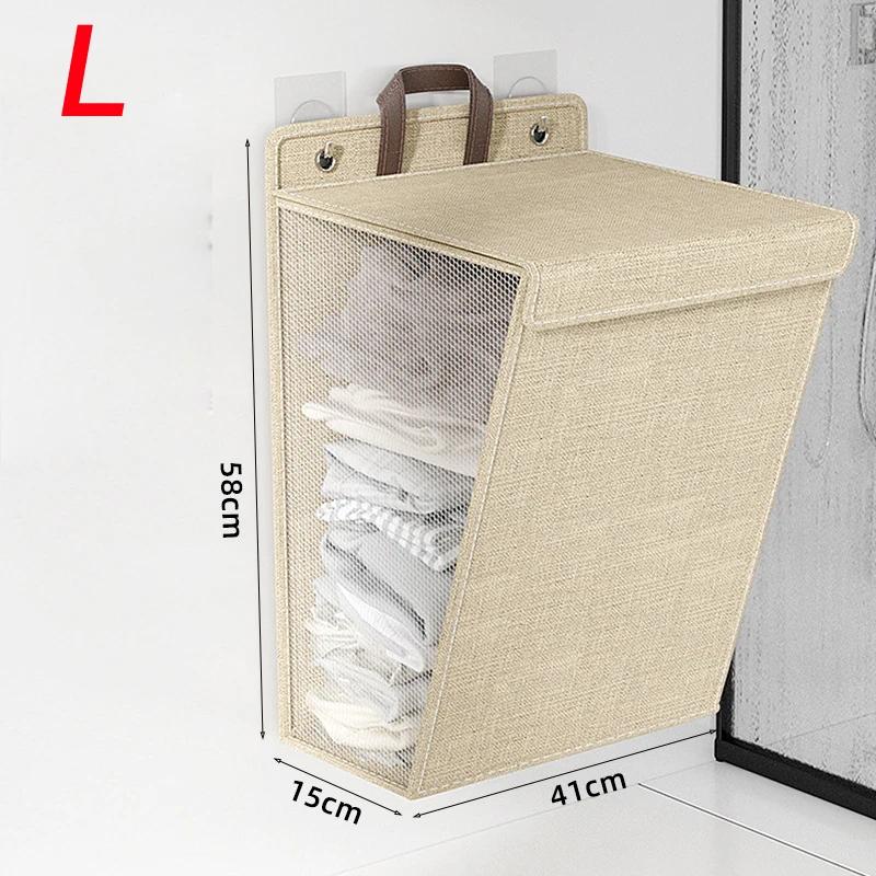 Foldable Laundry Basket Punch Free Wall Hanging Waterproof Washing Clothes Storage Organizer Adhesive Laundry Basket Hamper
