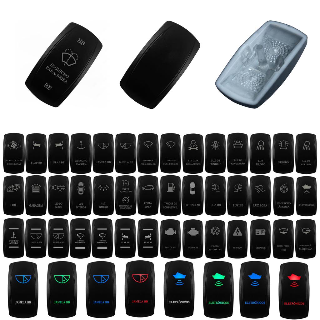 Laser Etched Rocker Cap Led Light Backthrough Custom for Car Boat Marine Narva 4x4 Carling Rocker Switch Replace COVER ONLY Pushbutton Switches 3
