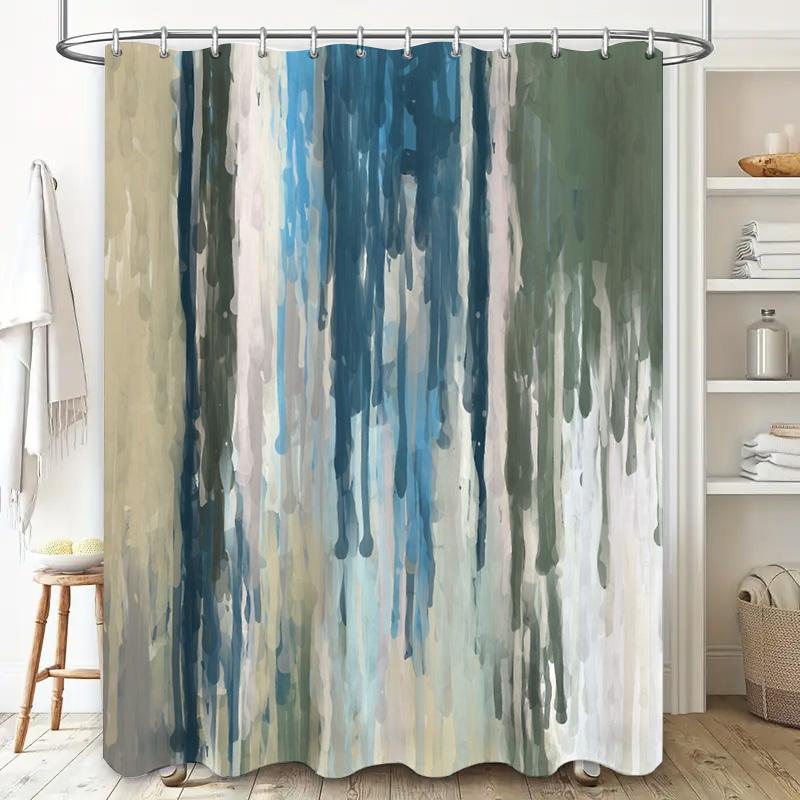 Shower Curtain Blue Ocean Wave Abstract Teal Beach Pattern Waterproof Fabric Home Decor Bathroom Accessories Modern Style