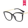 New Fashion Cat Eye Glasses Women Tr90 Metal Eyeframe Trendy Decoration Eyewear Anti Blue Light Eyeglass Luxury Brand Design