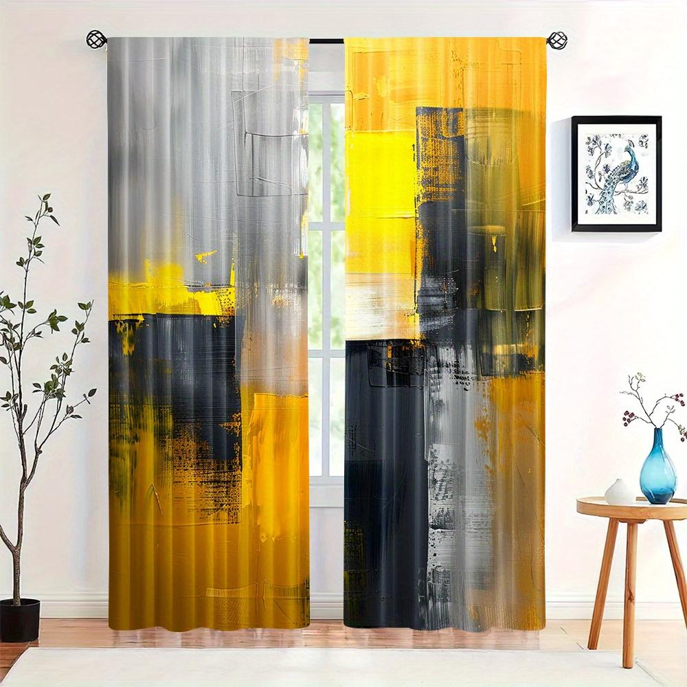 2 - Panel Collection Abstract Art Printed Drapes Rod Pocket Style Ideal for Easy Hanging Fade - Resistant PolyesterDrapesIdeal forBedchamberKitchen