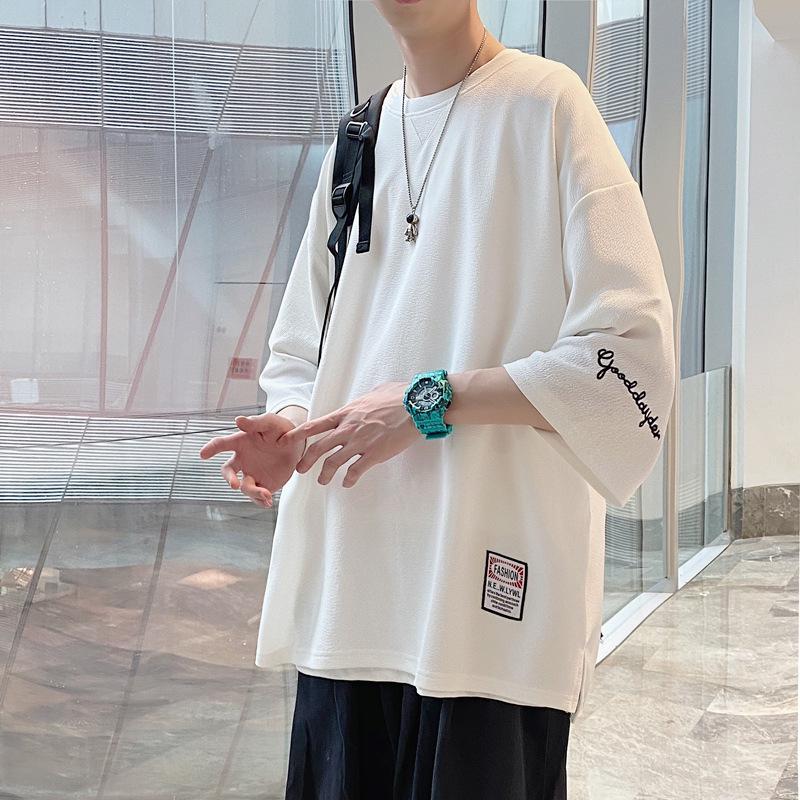 Men's Trendy Loose Fit Heavy Embroidery Short-Sleeve T-Shirt, Plus Size, Summer Style