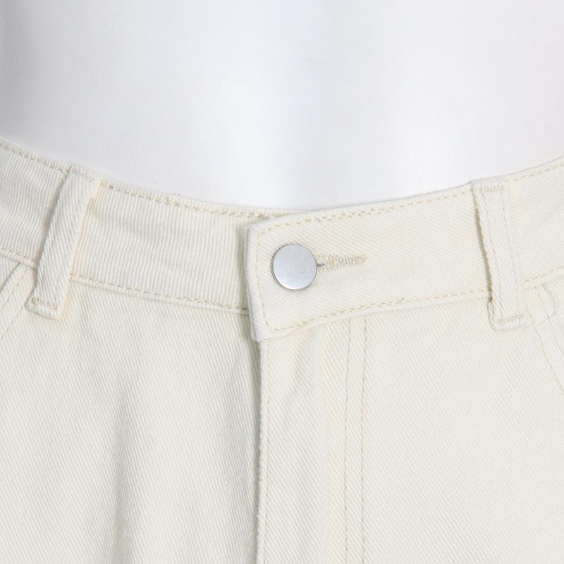 Pantalon en denim droit patchwork taille haute pour femme, effet dégradé – Collection Automne 2025