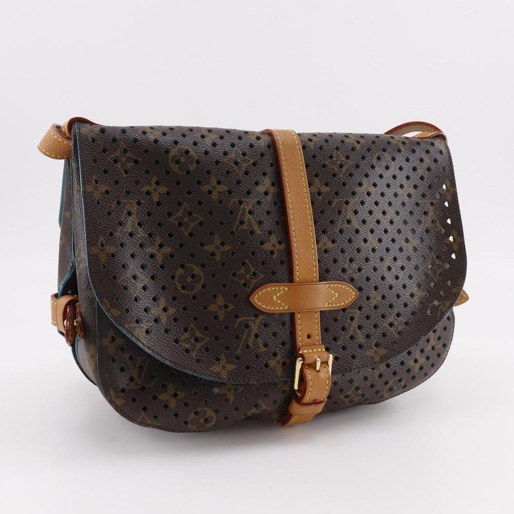 LOUIS VUITTON Saumur PM Shoulder Bag M93998 Tyu Luco Words Brown Monogram Perfo Women Used