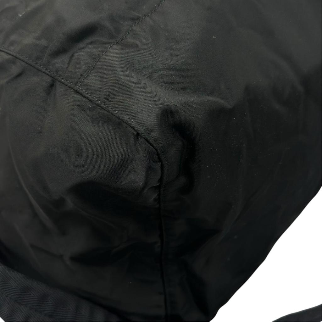 PRADA Triangle logo Boston bag black unisex used