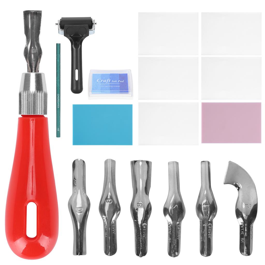 Rubber Stamp Making Kit Roller Carving Block Printmaking Set Professional Art Craft Tool