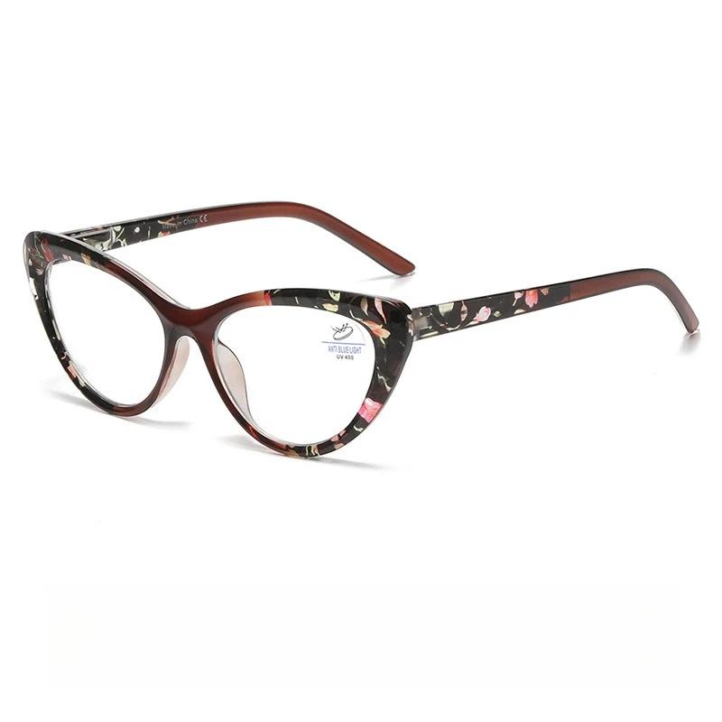 Neutral Fashion Cat-Eye Blue Light Blocking Reading Glasses Women's New Luxury Elegant High-Definition Reading Glasses +3.5+4.0